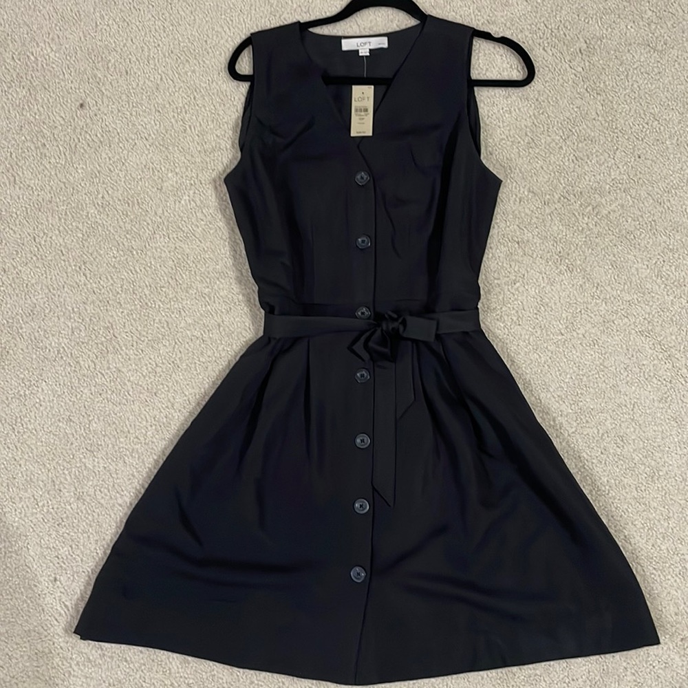 Loft black midi sleeveless dress. NWT